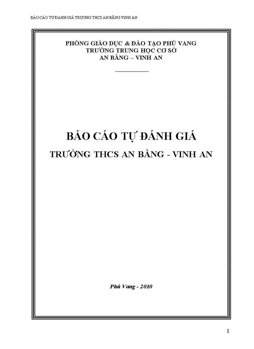 Tự đánh giá KĐCL GD trường THCS An Bằng Vinh An