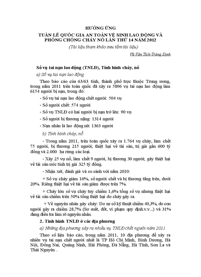 Tu lieu An toan lao dong PCCN nam 2012