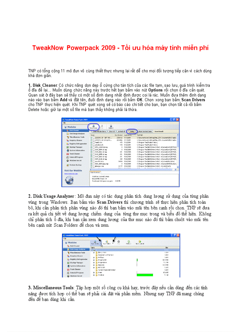 TweakNow Powerpack 2009 Tối ưu hóa máy tính miễn phí