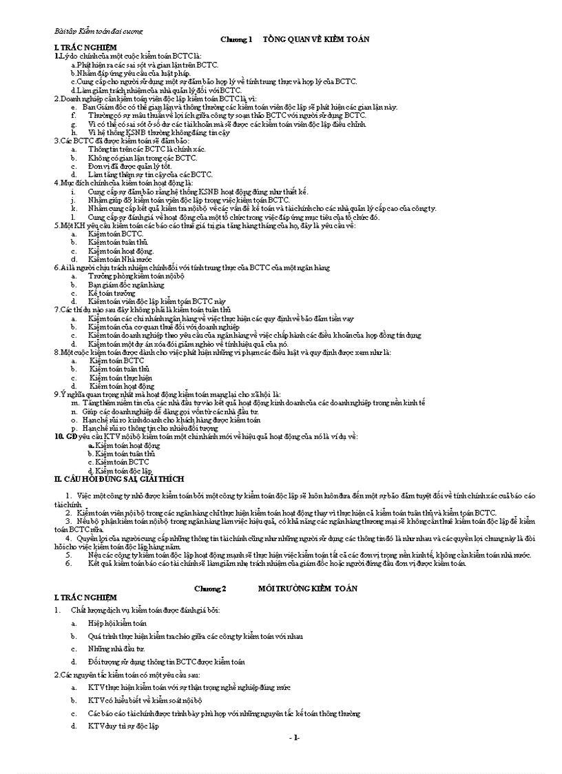 Ytắc nghiệm kiểm toán