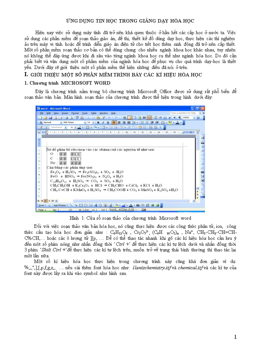Ứng dụng CNTT trong giảng dạy hóa học
