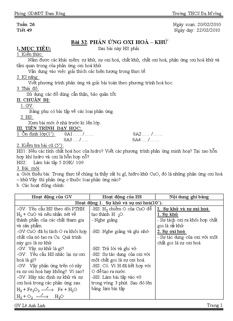 Bài 32 phản ứng oxi hóa khử