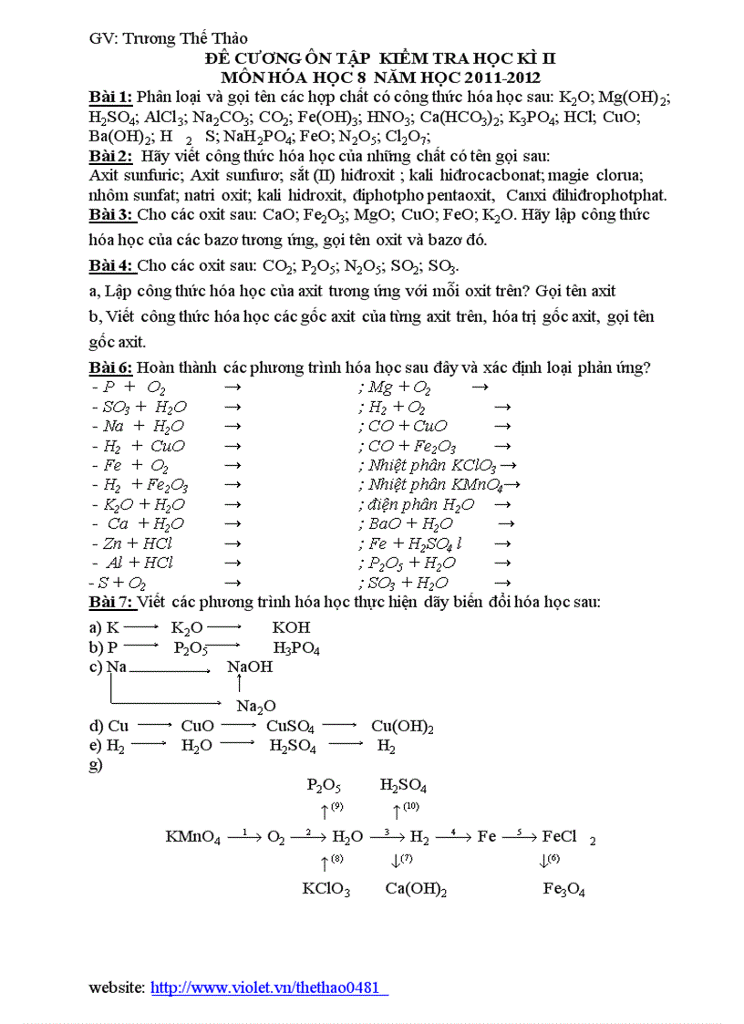 Đề cương học kì 2 Trương Thế Thảo