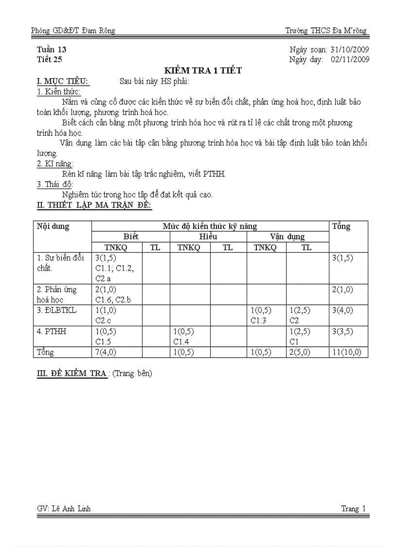 Giáo án kiểm tra số 3