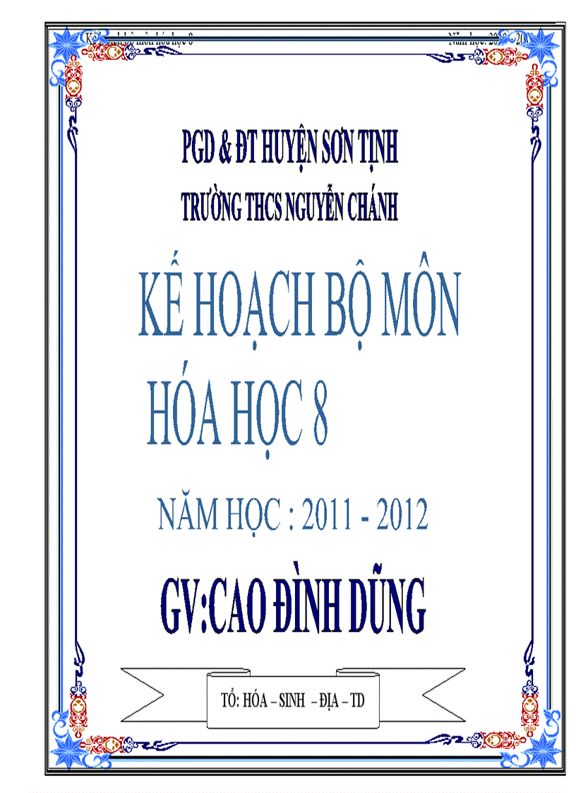 Kế hoạch BM hóa 8