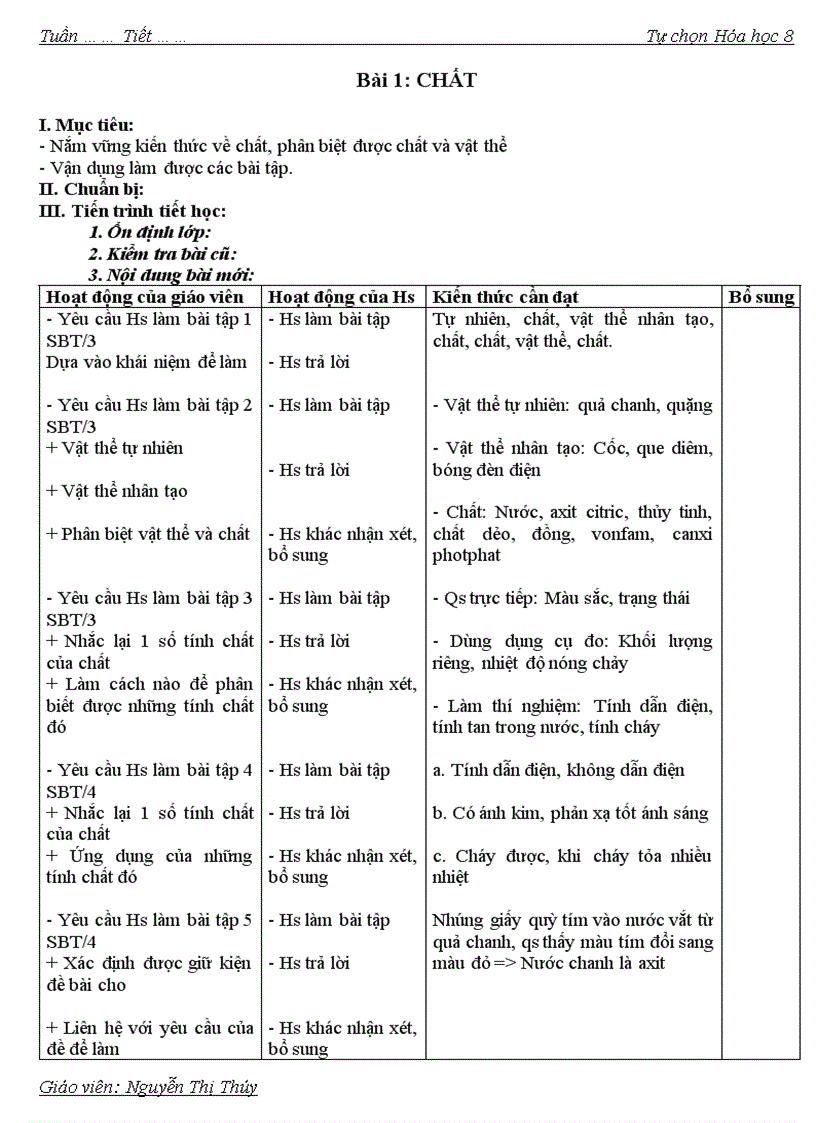 Hóa Tự Chọn 8 1