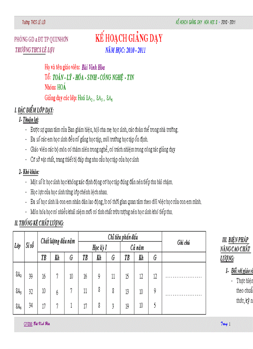 Kế hoạch bộ môn Soạn kỹ