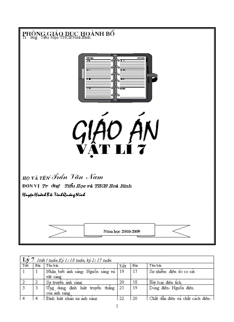 Giáo án vật lí 7