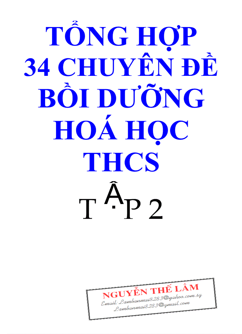 Chuyên đề bồi dưỡng hóa 9 tập 2