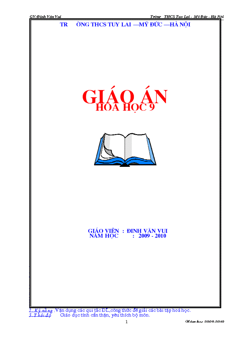 Giáo án hóa học 9 năm học 2010 2011