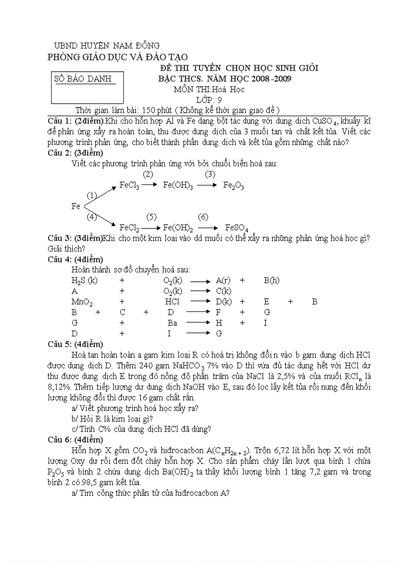 Bộ đề HSG hóa 9