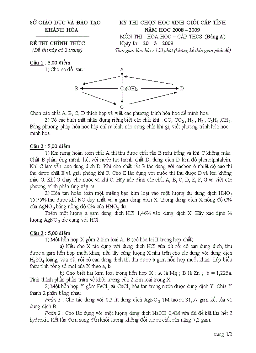 Đề thi hsg THCS