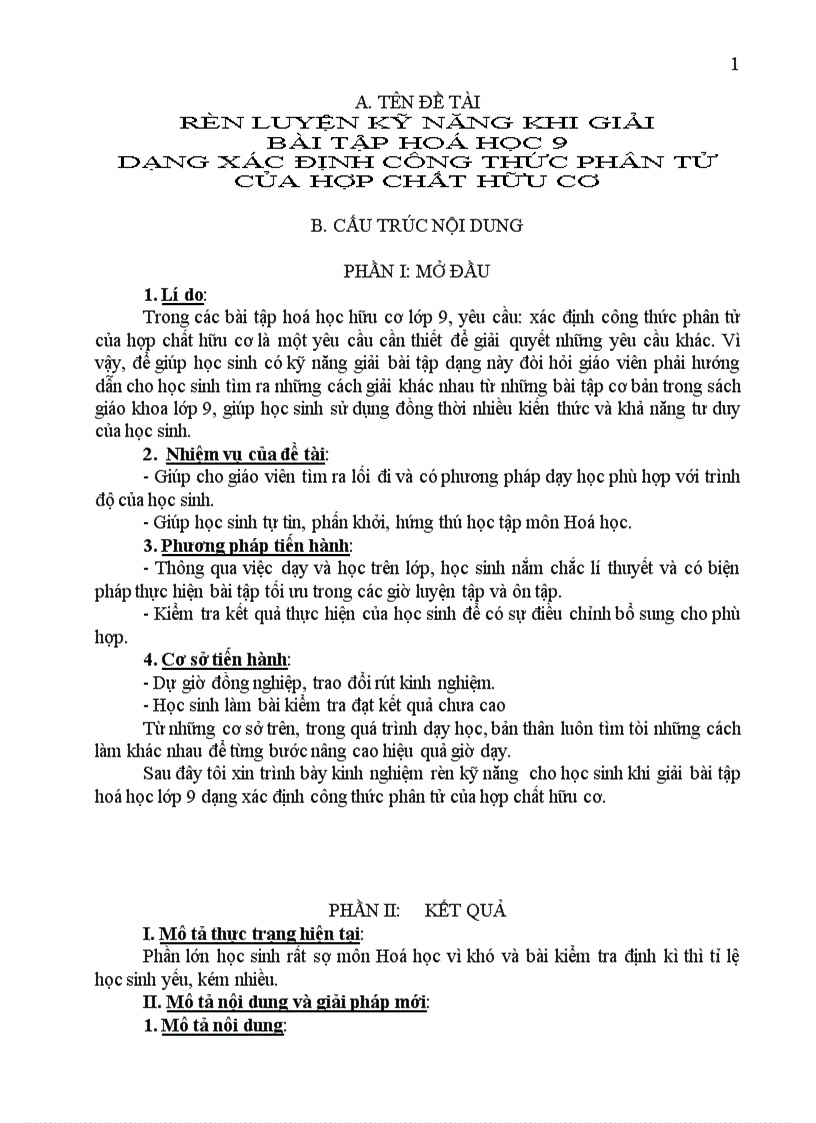 Kĩ năng giải BT Hóa học 9