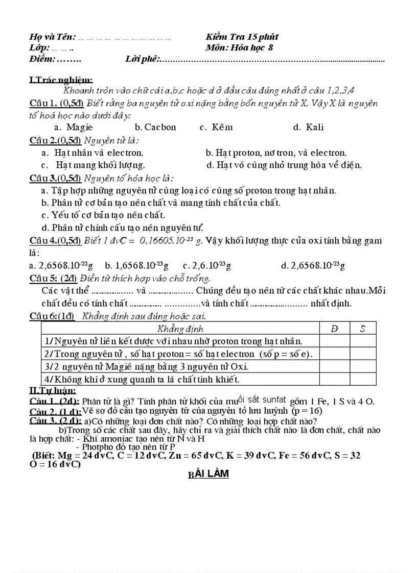 Kiemtra 15 phut hoa 8 tuan 7