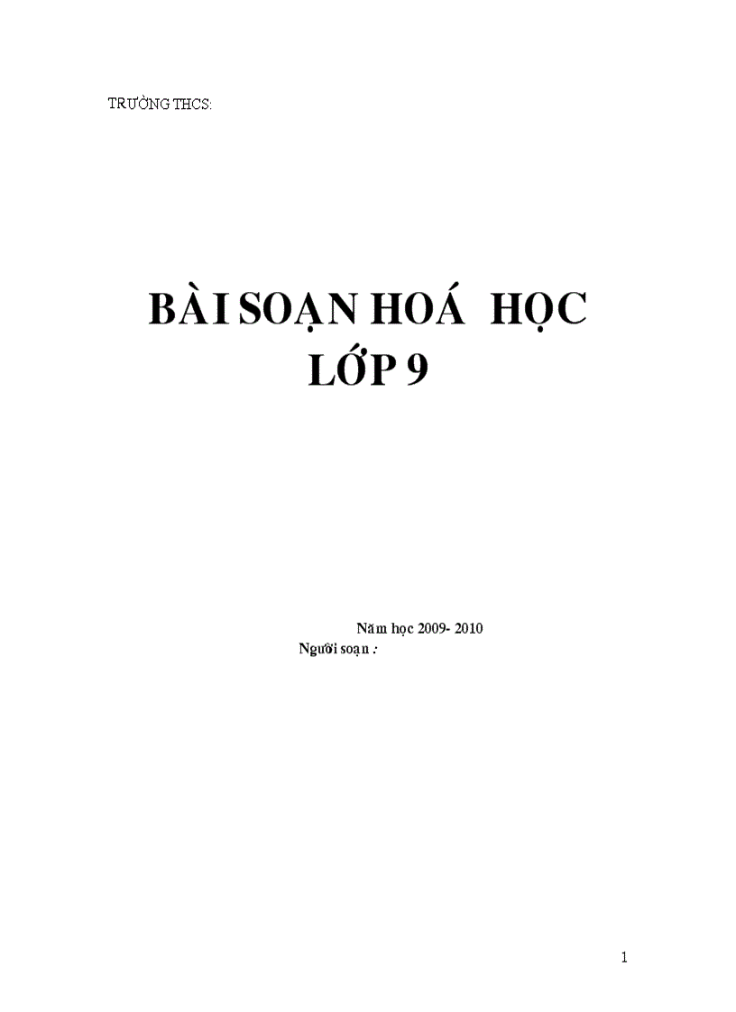 Giáo án hóa học 9 trọn bộ