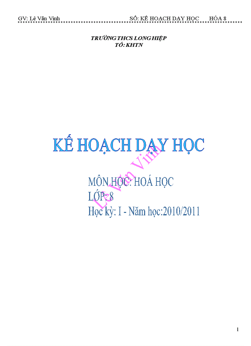 Kế hoạch dạy học theo chuẩn KTKN