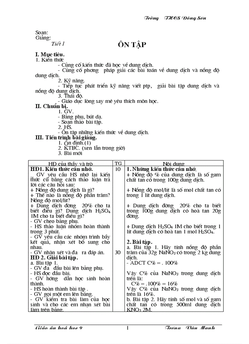 Giáo án chon bộ lớp 9 hay