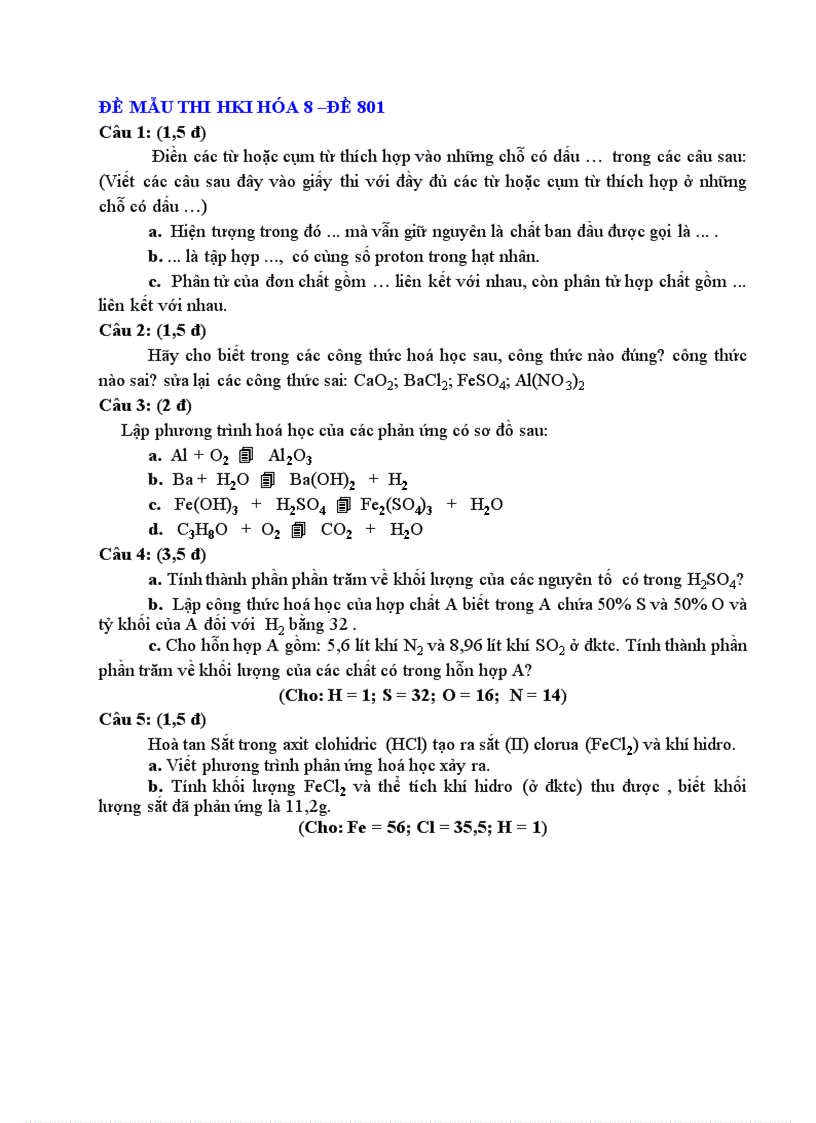 De thi hk I hoa 8 co