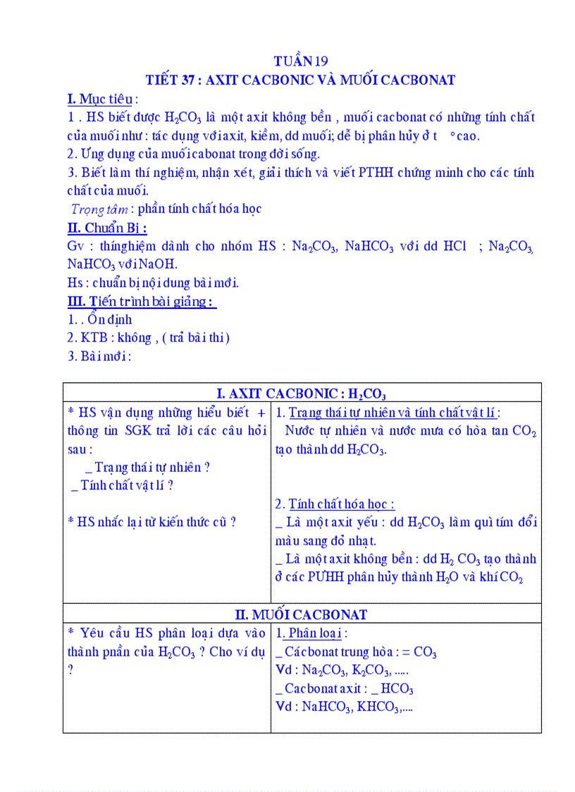 Giáo án hóa lớp 9 HK II