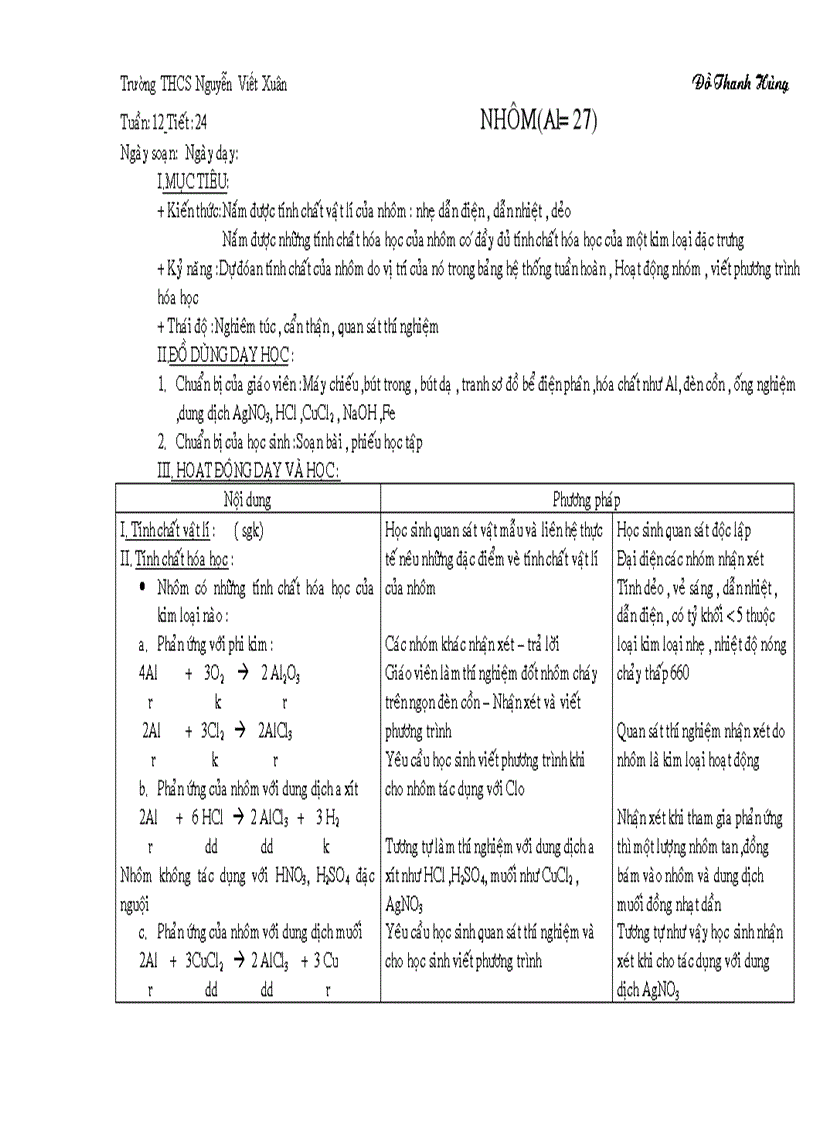 Giáo án hóa học 9 hoàn chỉnh phàn 2