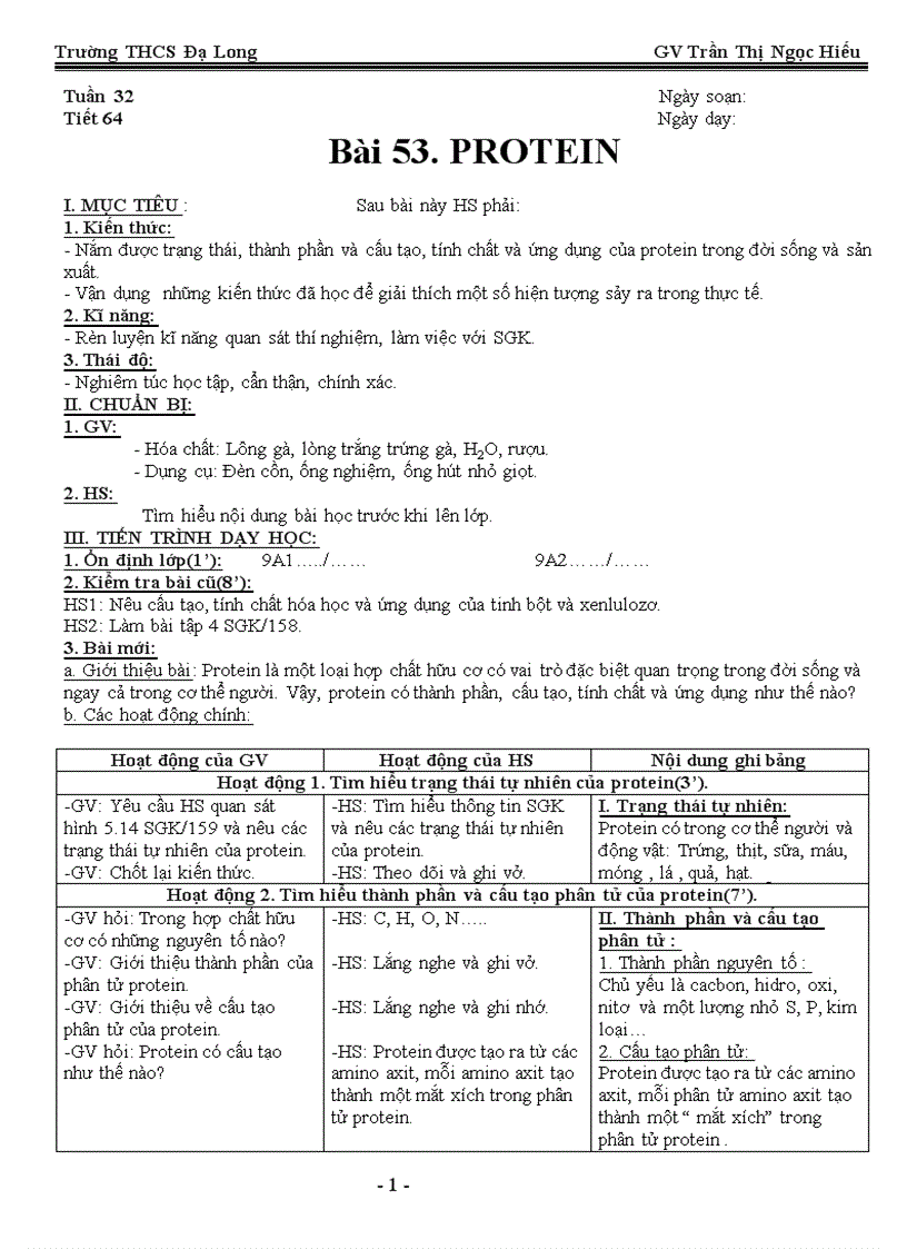 Bài 53 Protein