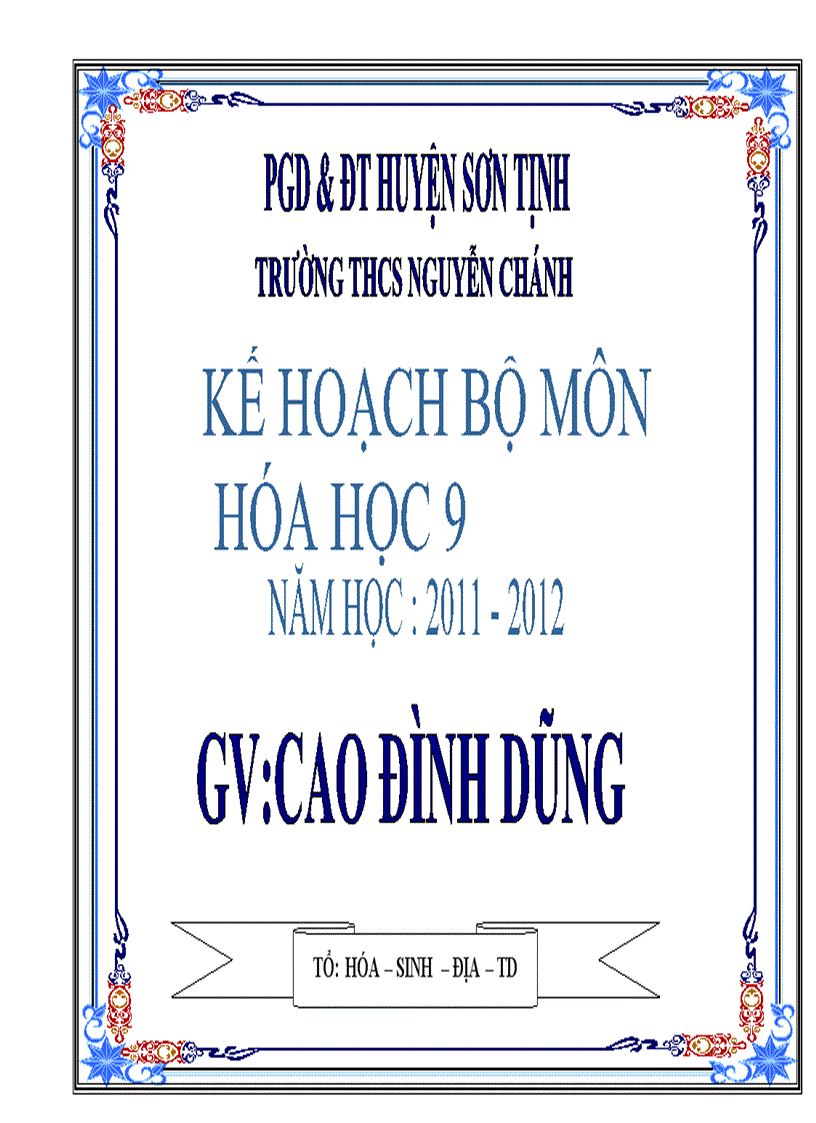 Kế hoạch BM hóa 9