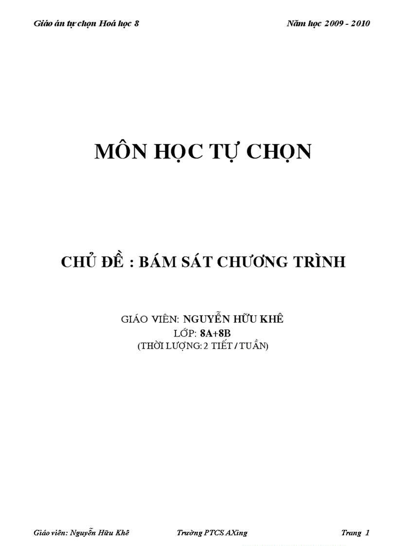 Hoa 8 môn tu chon du64 tiet