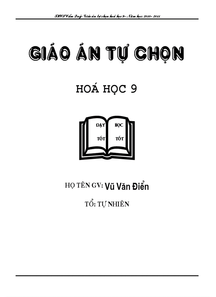 Giáo án tự chọn Hóa 8 cả năm