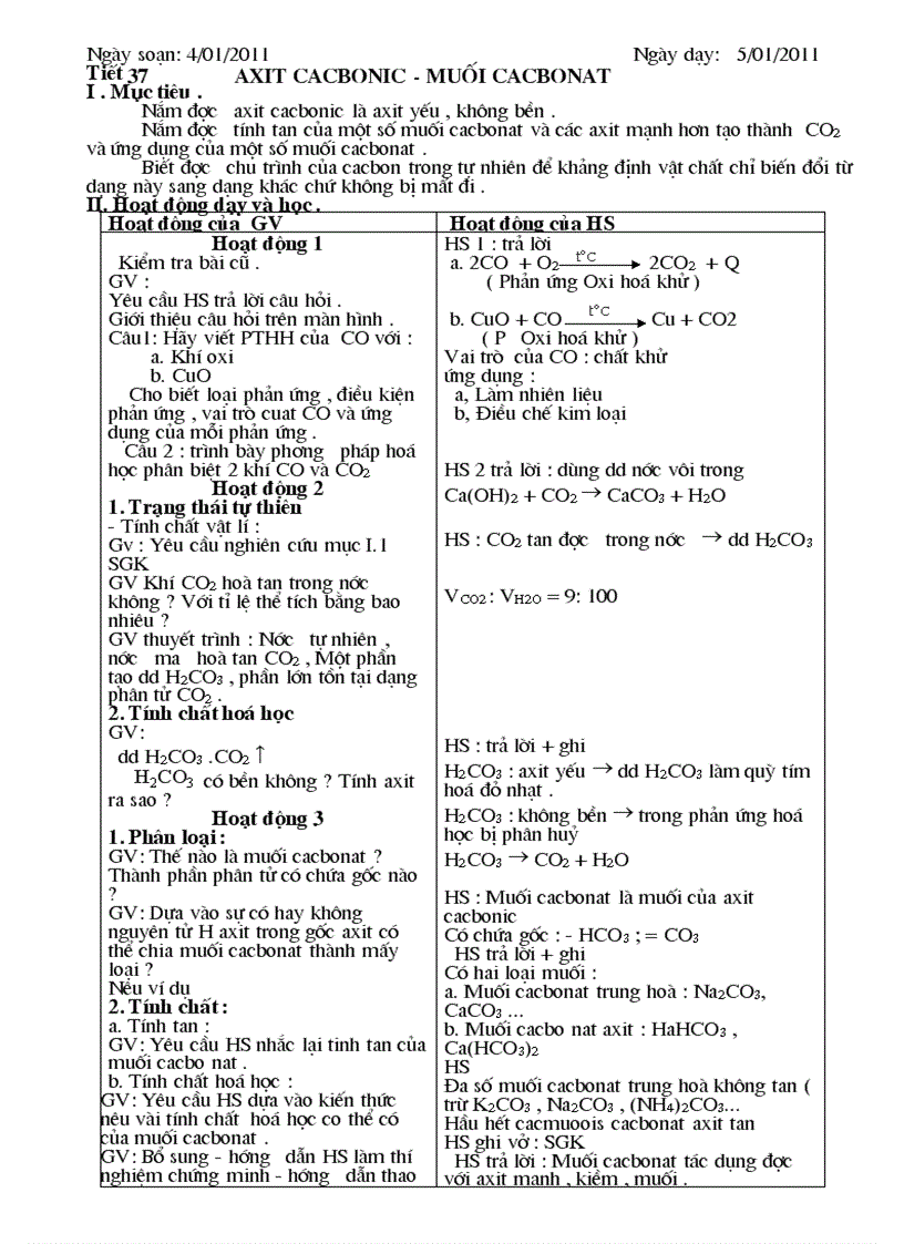 Giáo án Hóa học 9 Kì II