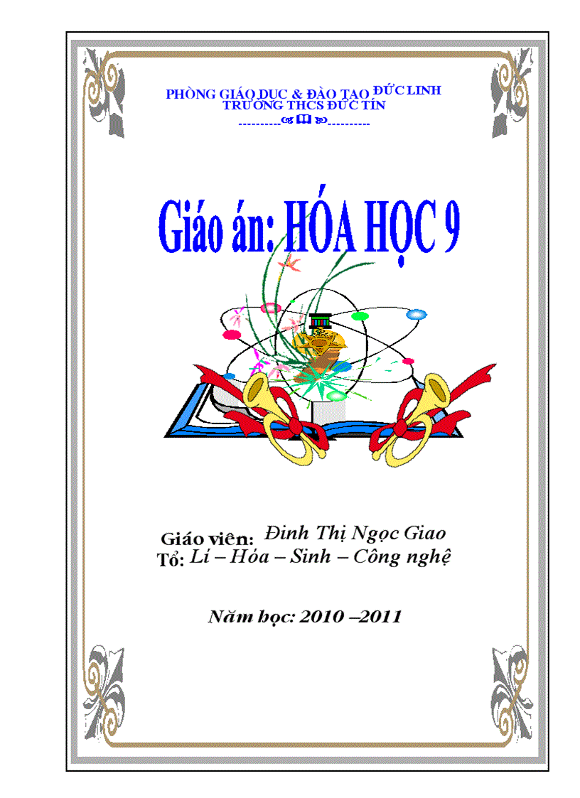 Bìa giáo án hóa 9