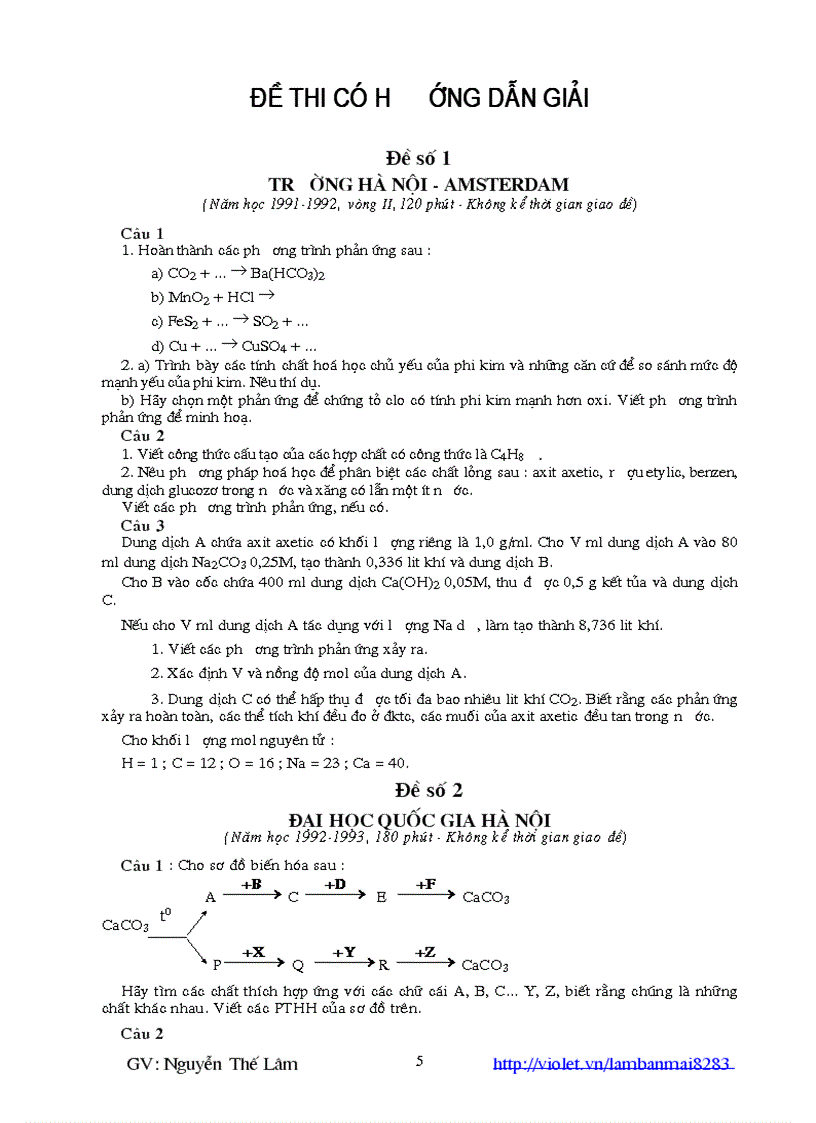 32 đề vào 10 chuyên Hóa từ 1992 2006