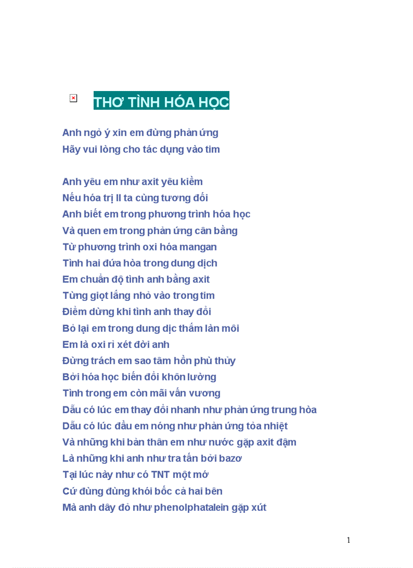 Thơ vui hóa học