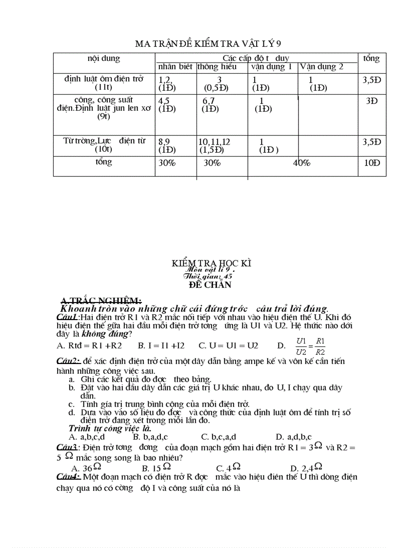 Vật Lí 8 9 HKI