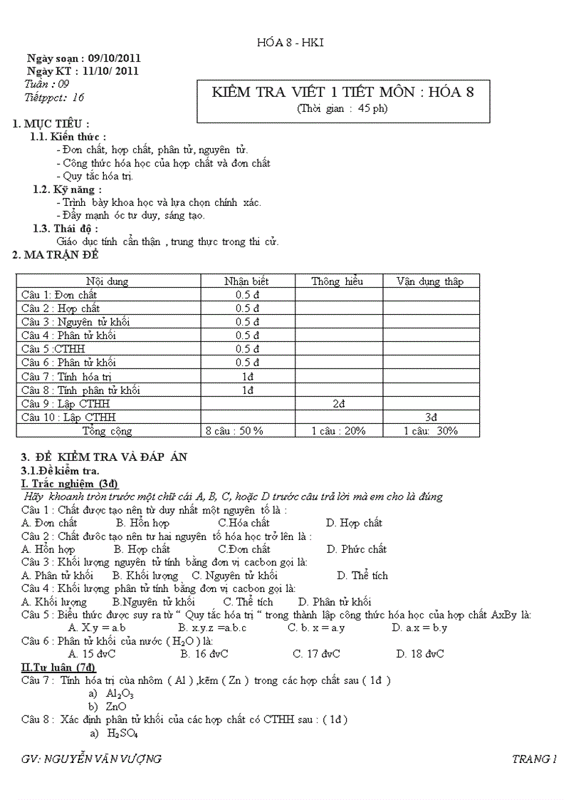 Tiết 16 kiểm tra 1