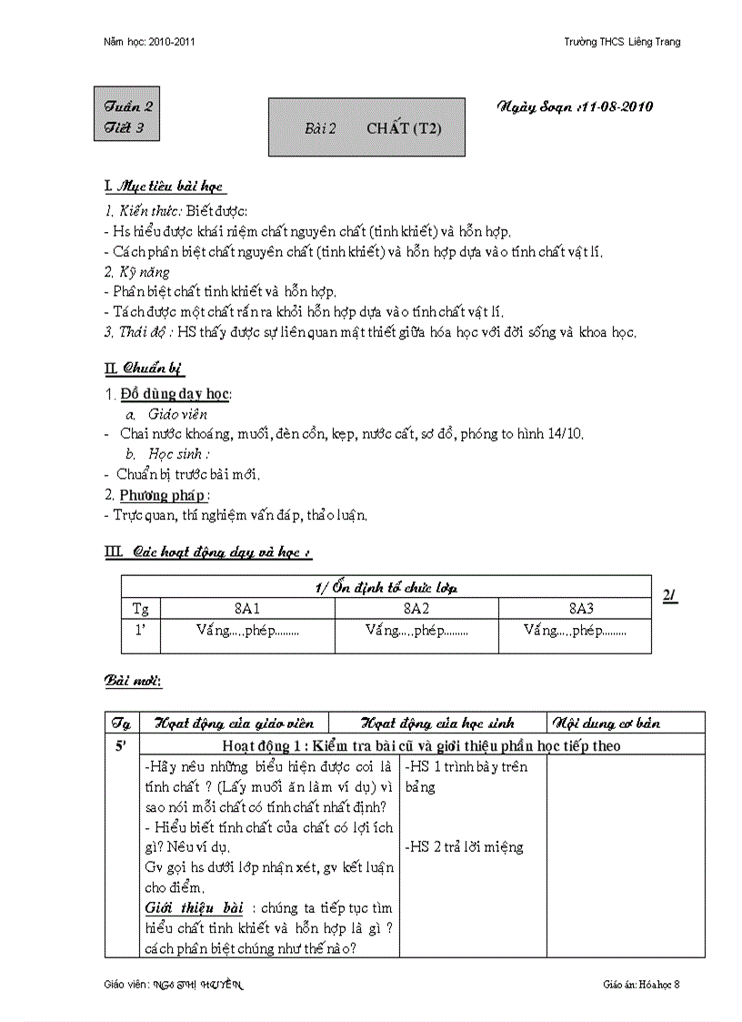 Tuần 2 tiết 2 4 chuẩn KT KN