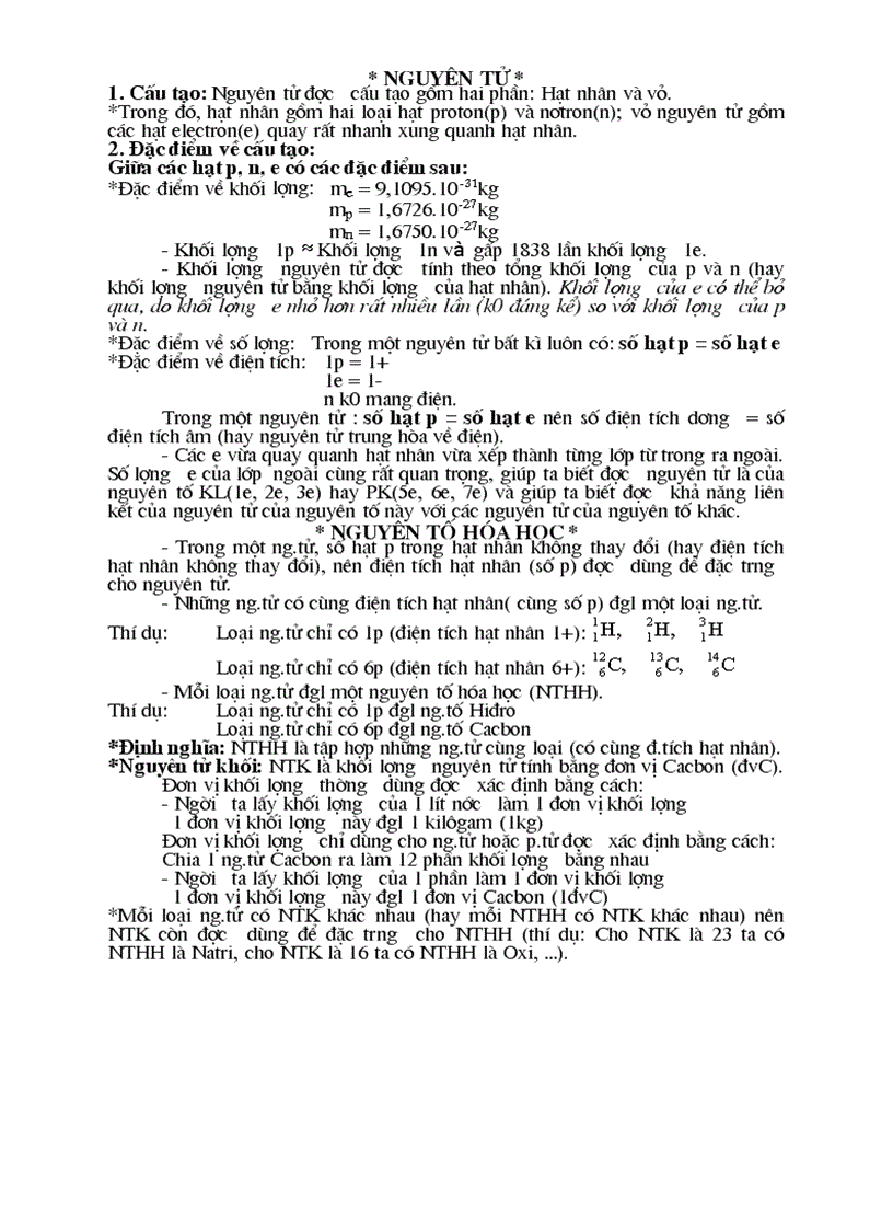 Lý thuyết về nguyên tử