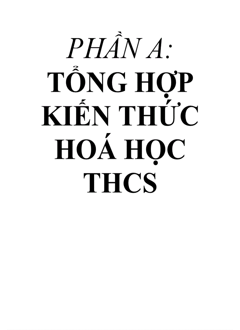 Tổng hợp KT Hóa THCS