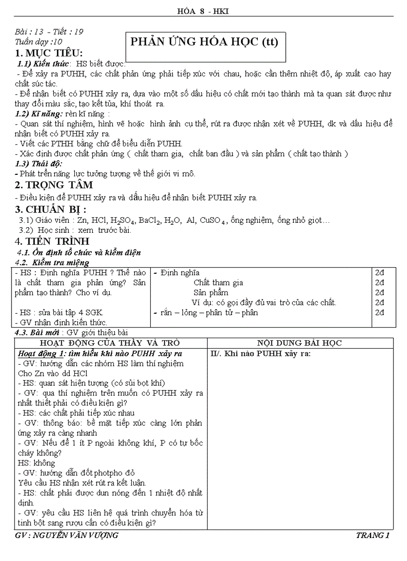 Tiết 19 PUHH tt hóa 8 nh 2011 2012