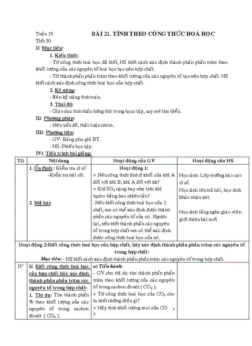 Tính theo công thức hóa học 1