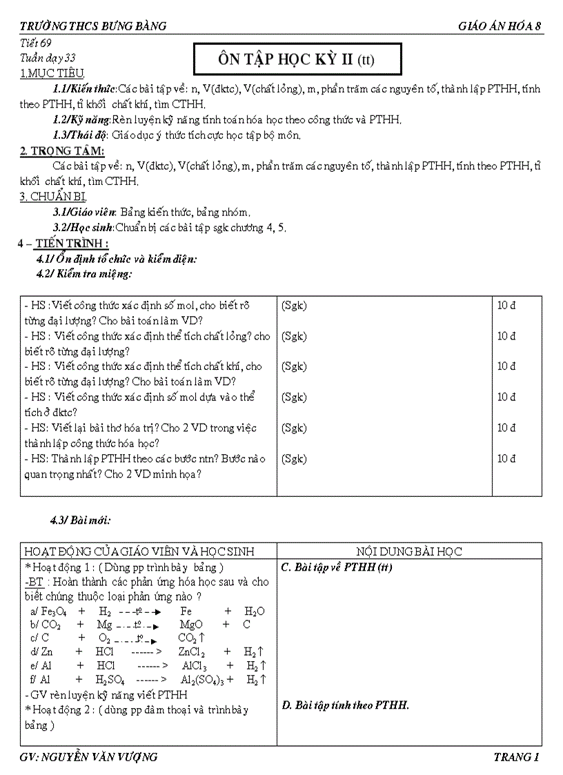 Tiết 69 ôn tập tt