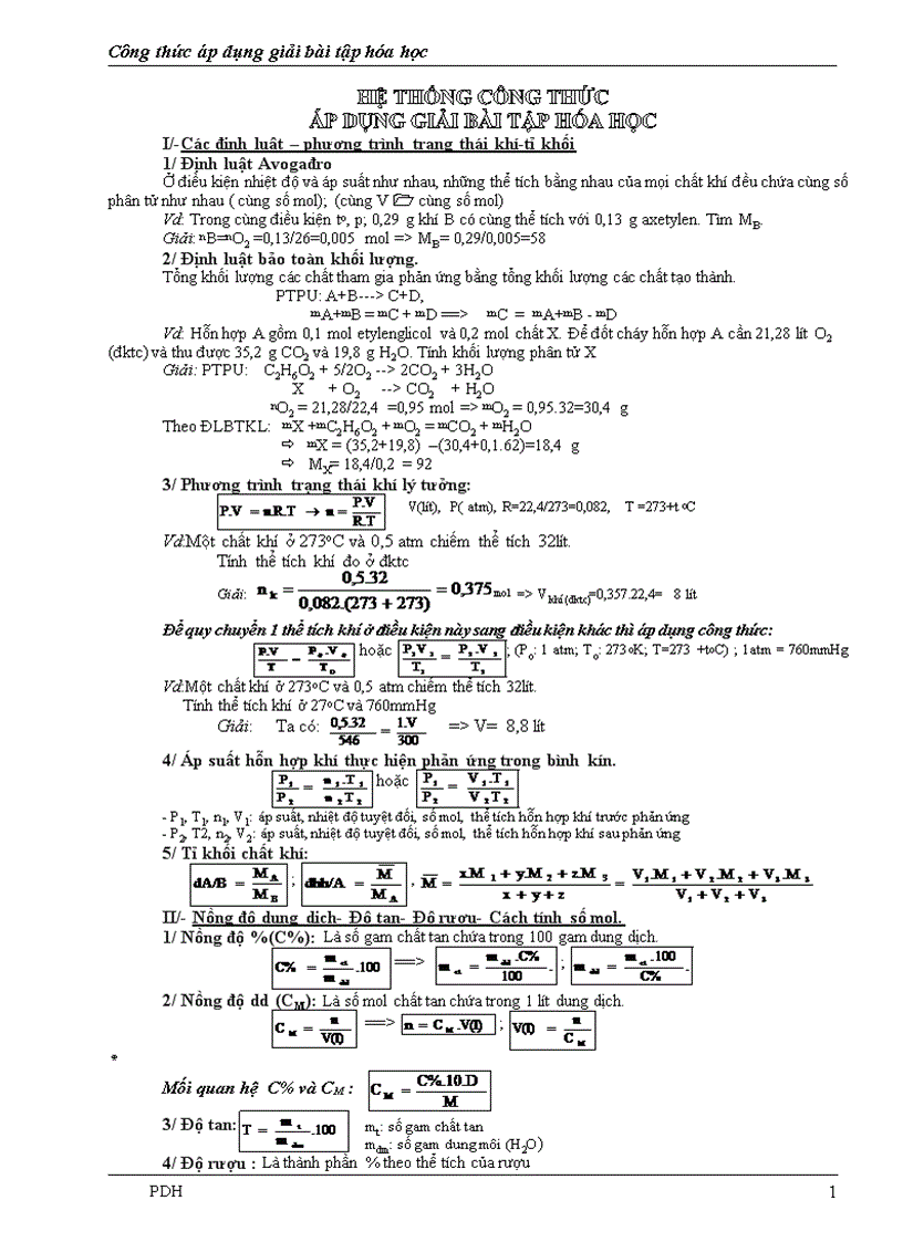 Công thức hóa học 1