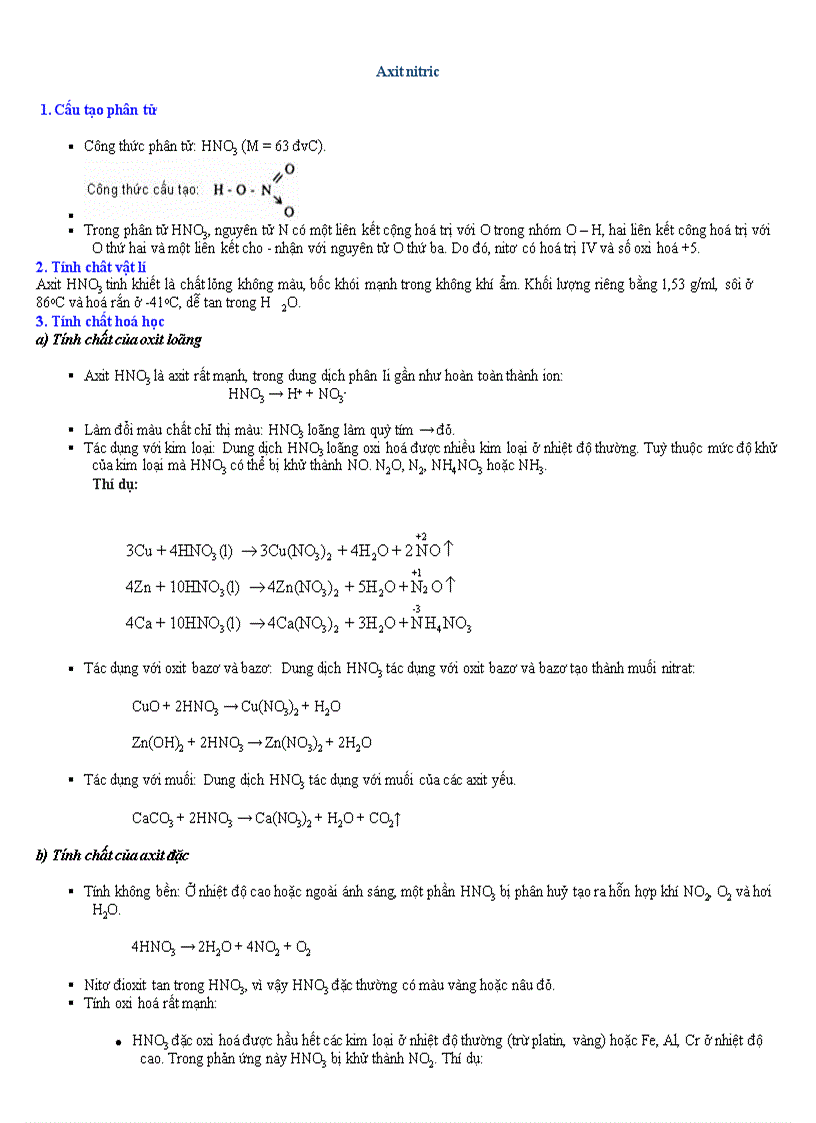 Axit nitric phan dang bai tap
