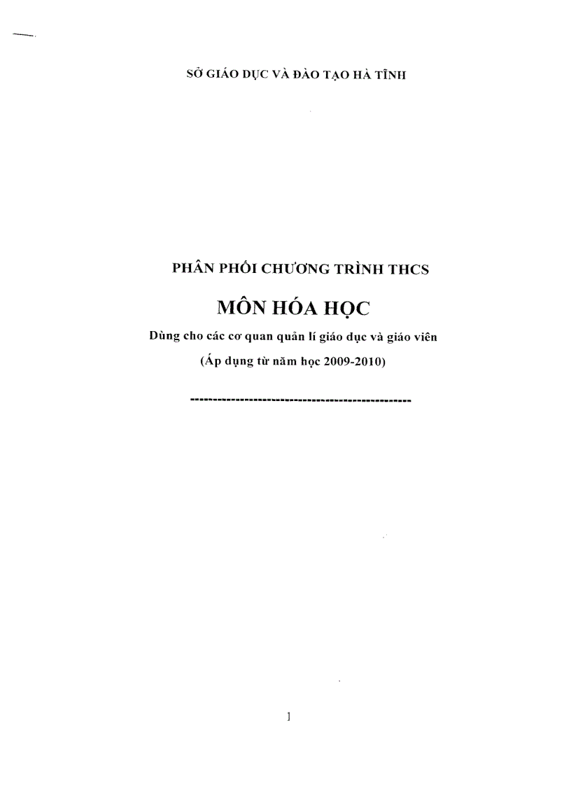 PPCT hóa học từ năm học 2009 2010