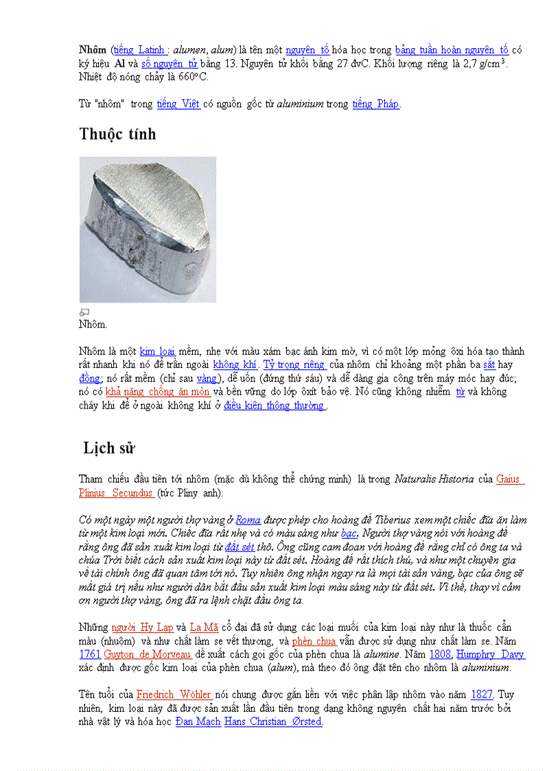 Tư liệu về Nhôm