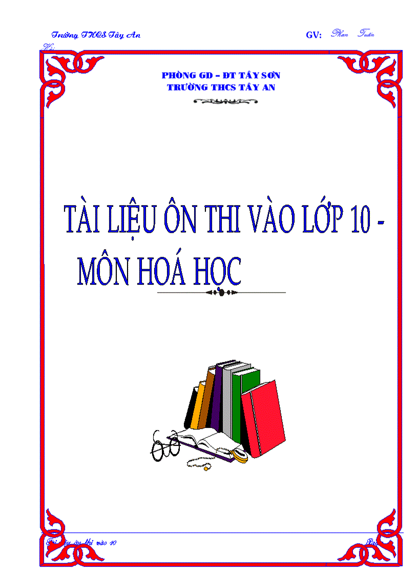 Tài liệu ôn thi vào lớp 10 môn Hóa học 1