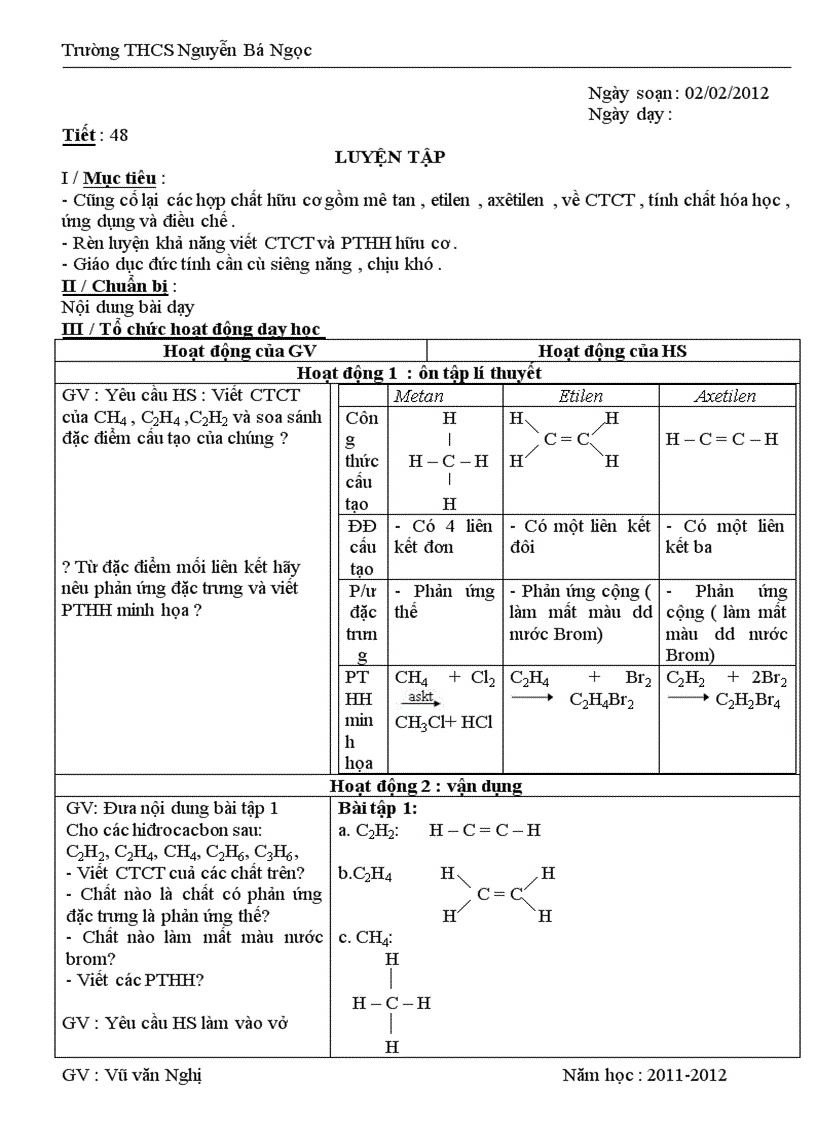 Tiết 48 luyện tập