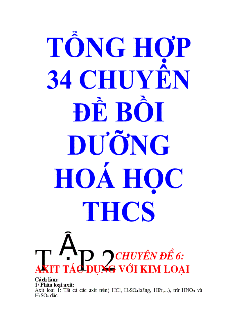 Tong hop 34 chuyen de BD hoa THCS tap 2