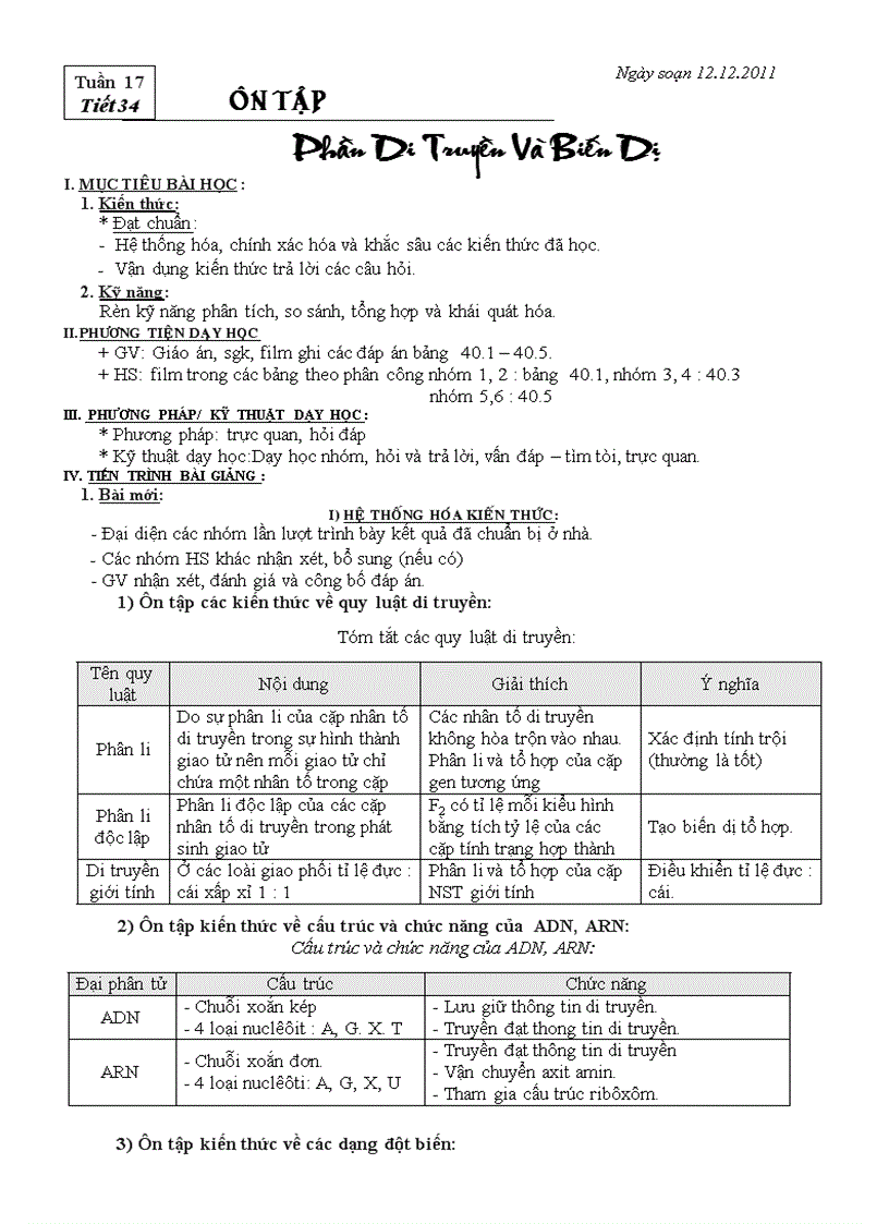 Ôn tập tiết 34 35