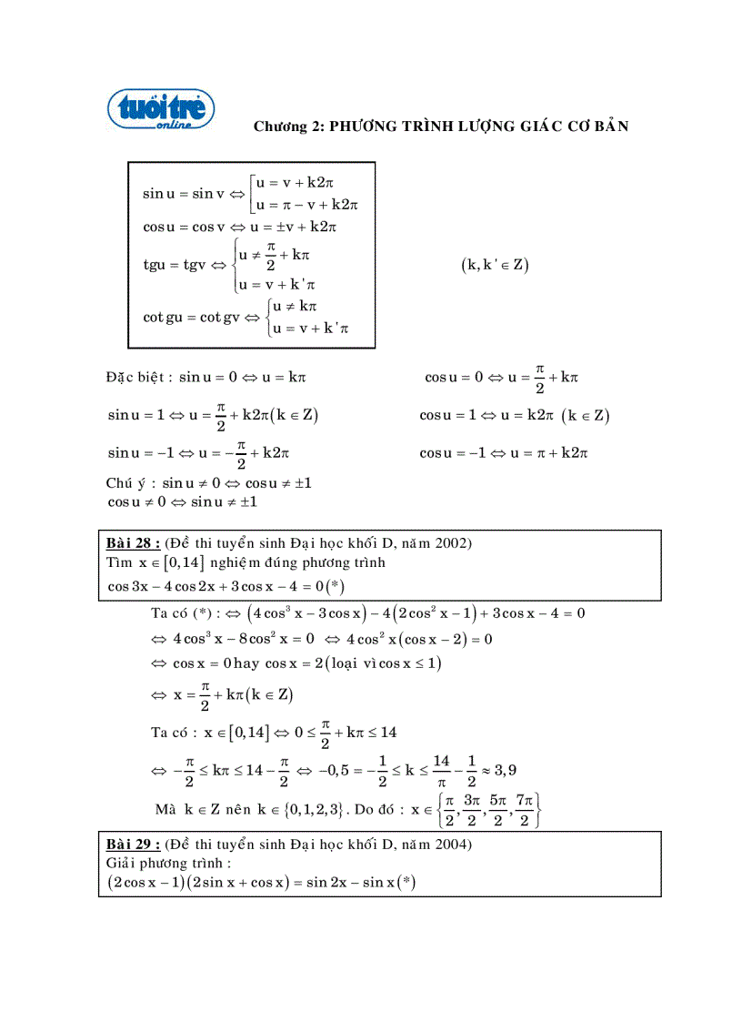 Phương trình lượng giác căn bản 11