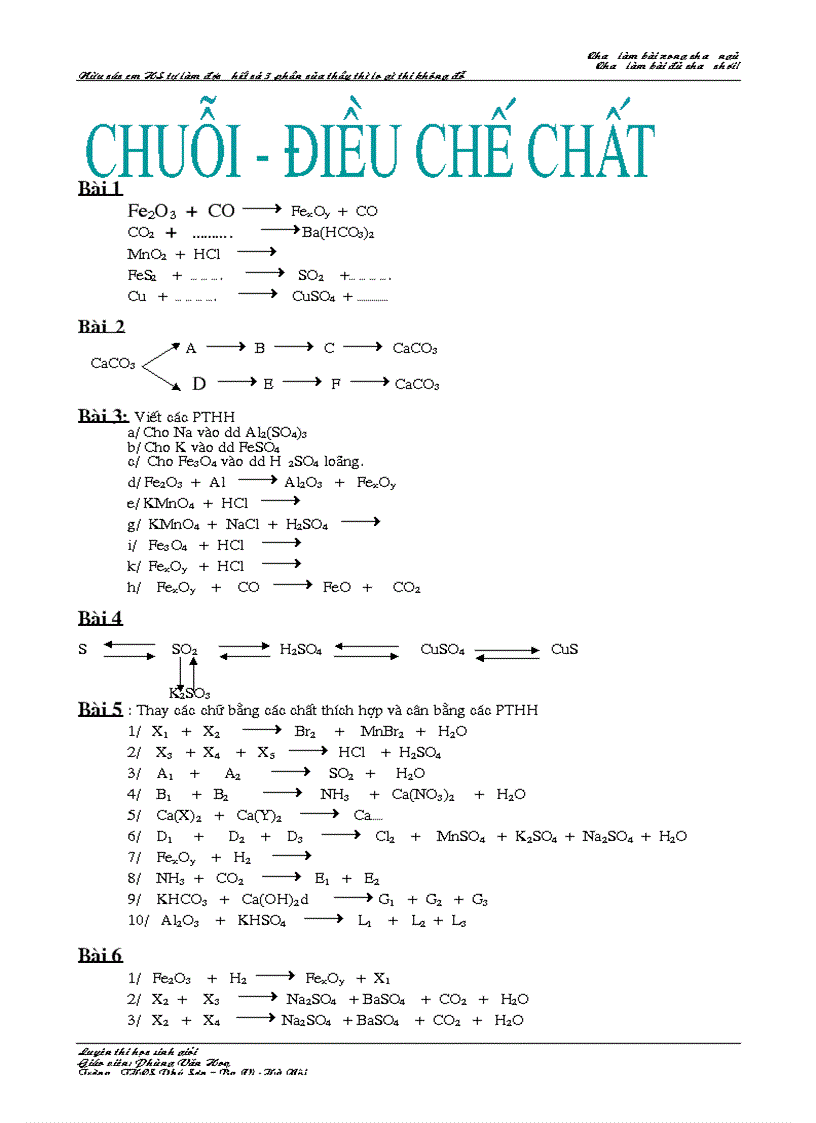 Luyện thi hóa học 9 phần 1